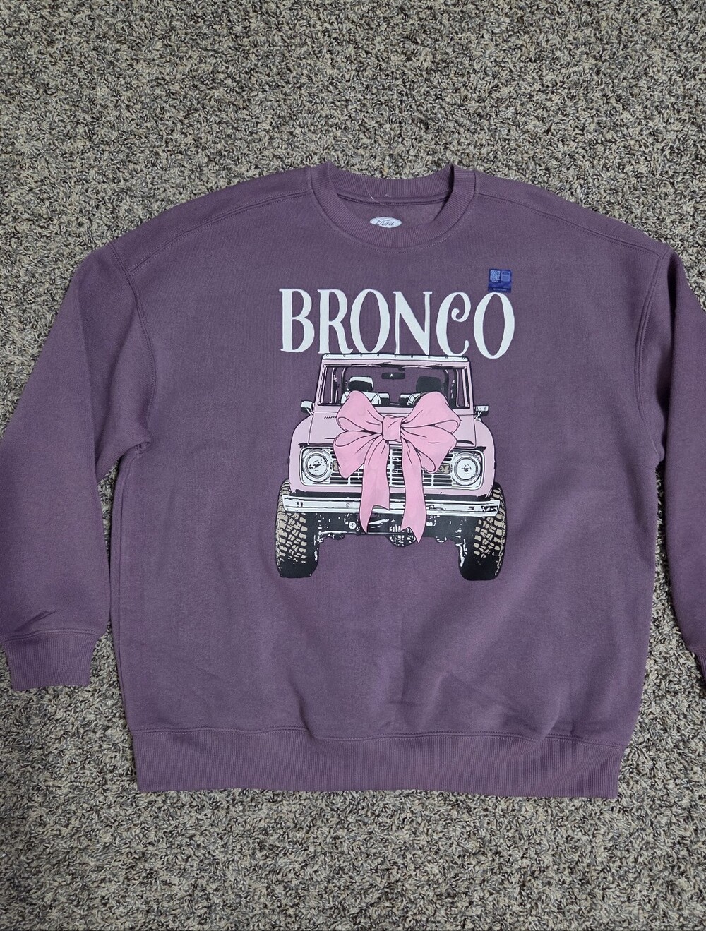 Ford Mauve Crewneck Sweatshirt with Pink Bronco Graphic